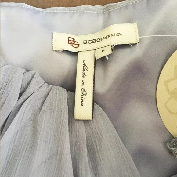 NWT BCBGENERATION Long dress Gray Ruffle Gown 6 - Picture 7 of 7